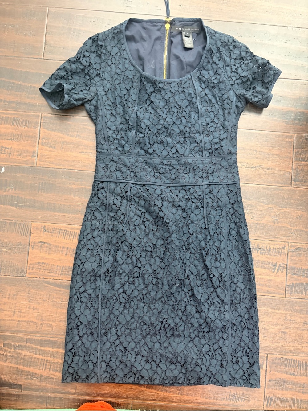 Classic Navy Scoop-Neck Dress Marc by Marc Jacobs blue lace dress back zipper - Picture 2 of 8